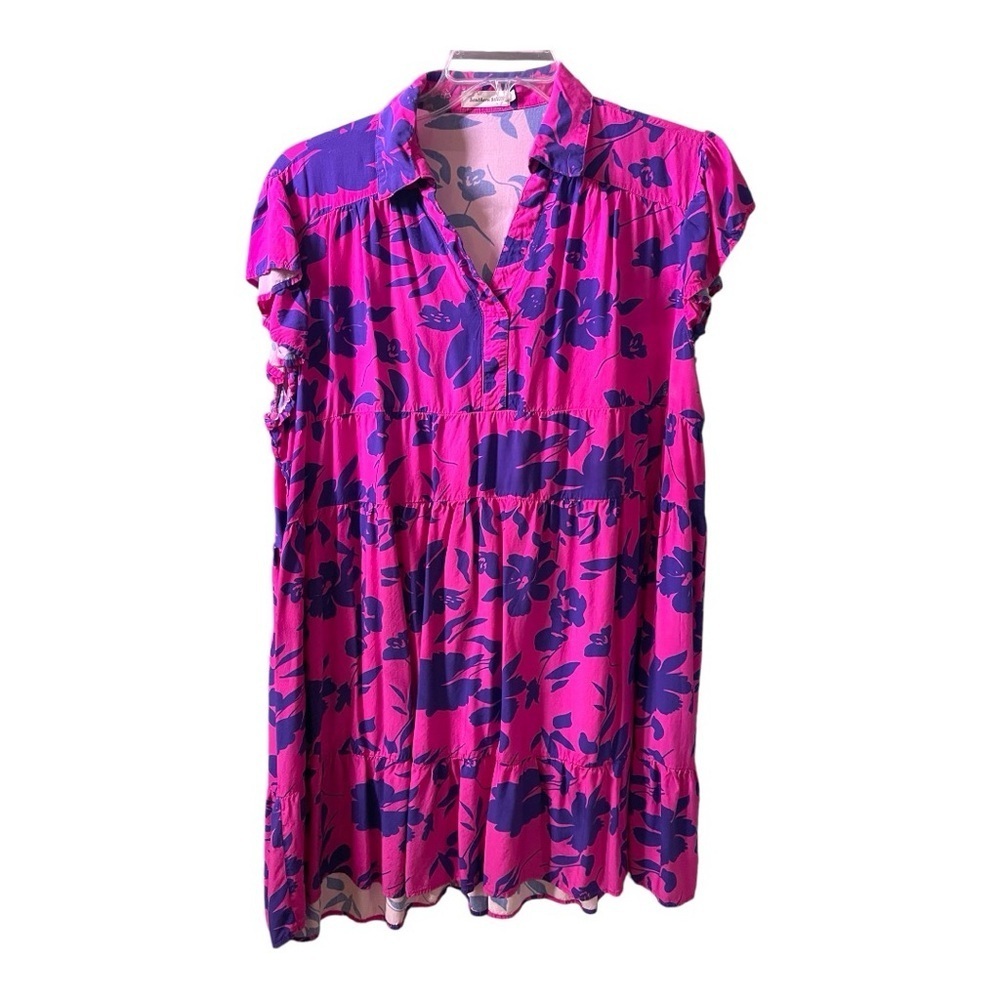 Southern Stitch Pink & Purple Floral Dress, 2XL